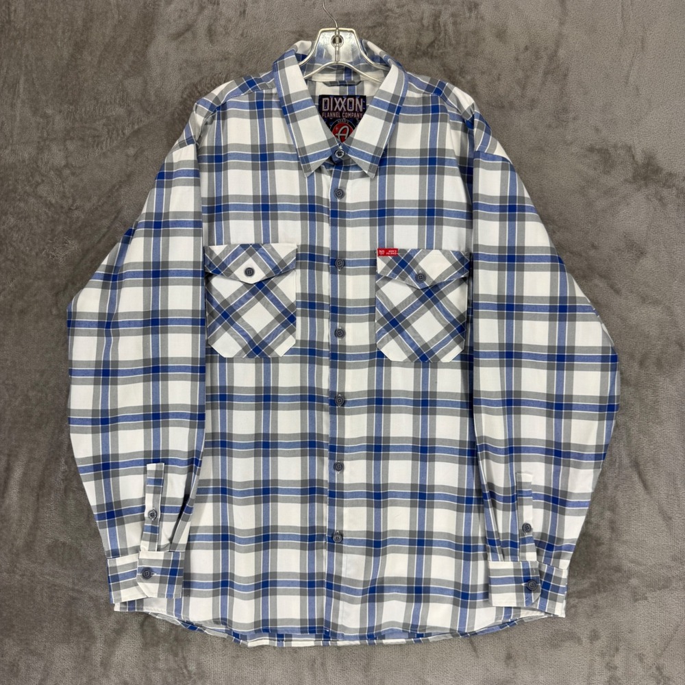 Dixxon Flannel Company Adams Polishes Rinser Plaid Shirt Mens 3X White Blue Grey